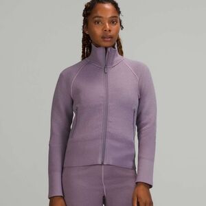 Lululemon End State Full Zip Size 10 Dusky‎ Lavender Merino Wool Blend Sweater